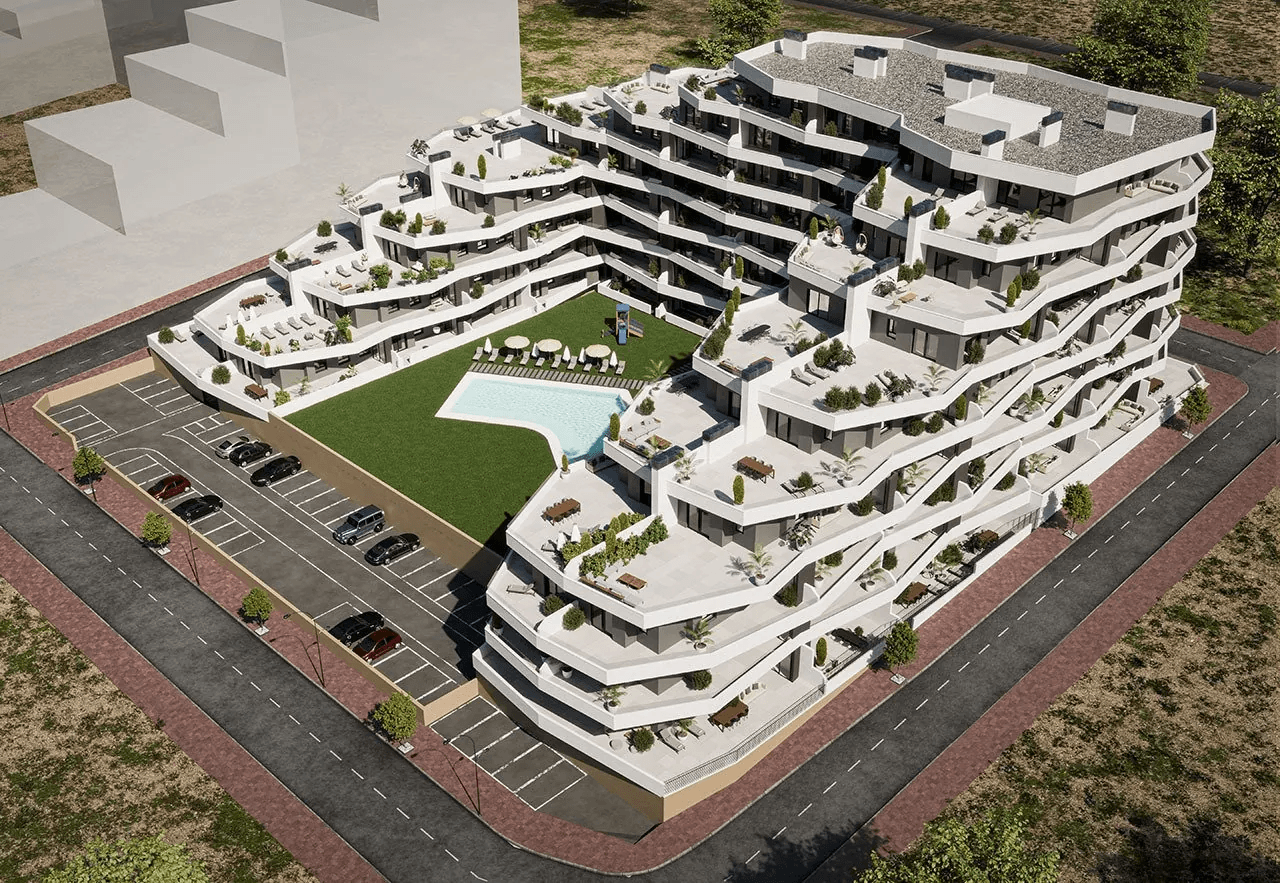 Apartamentos de 3 dormitorios y 2 baños con parking privado, terrazas grandes y piscina comunitaria