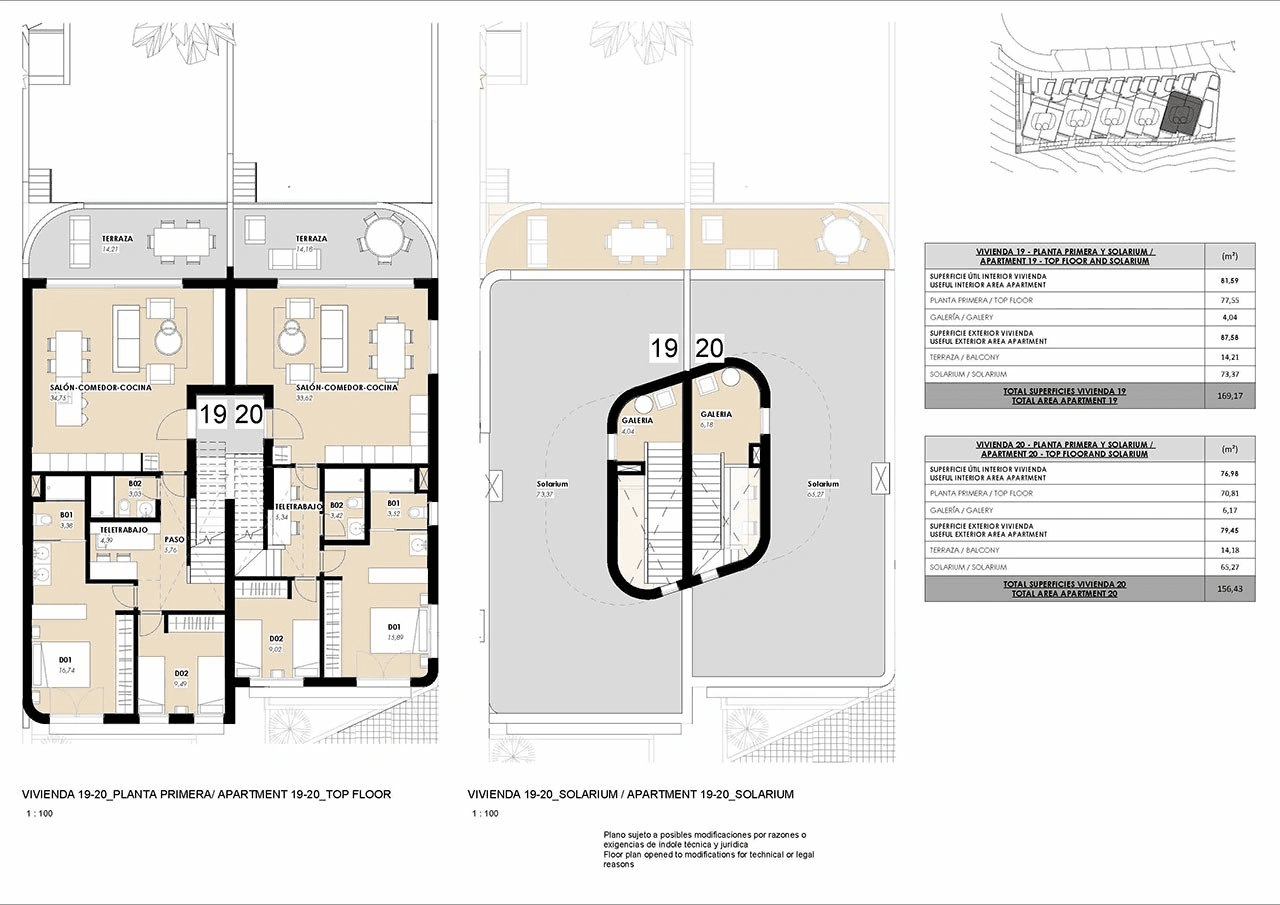 Penthouses de 2 chambres avec piscine communautaire à seulement 300 m de la mer
