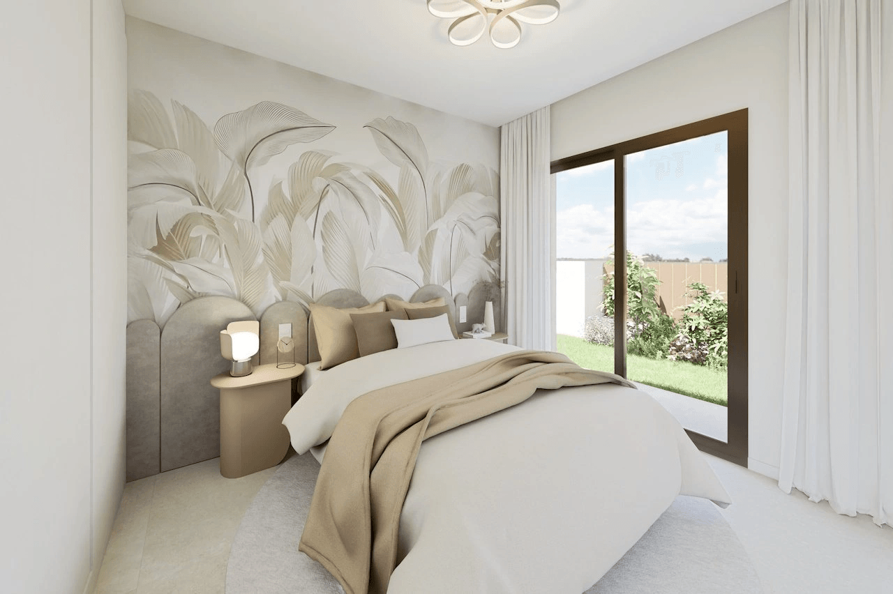 Bungalows bajos de 3 dormitorios y 2 baños con parking privado subterráneo y piscina comunitaria junto a Serena Golf