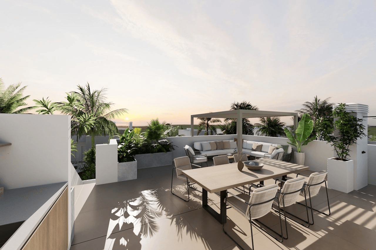 Penthouses avec 3 chambres, 2 salles de bains, terrasse sur le toit, un parking privé et une piscine commune à proximité du Serena Golf