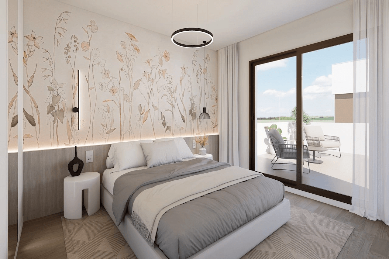 Villas de 3 dormitorios y 2 baños con aseo, parking privado subterráneo y piscina comunitaria junto a Serena Golf