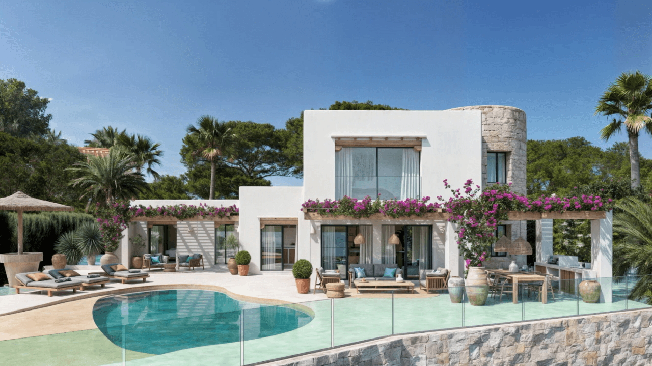 Villa exclusive de style Ibiza avec vue panoramique sur la mer et les montagnes à Moraira