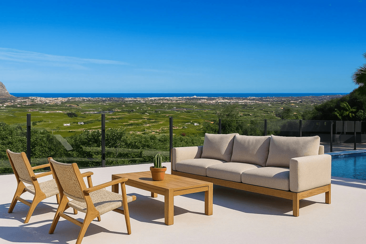 Villas de un solo nivel con vistas al mar en construcción en Pedreguer