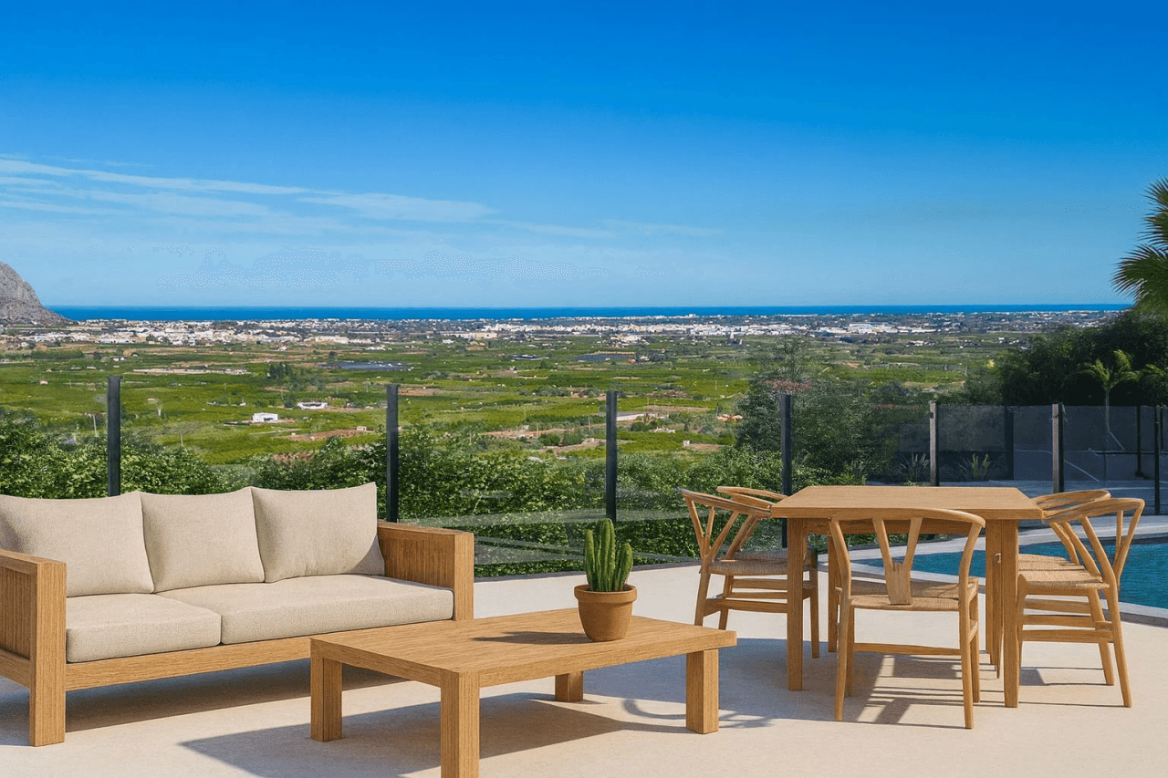 Villas de un solo nivel con vistas al mar en construcción en Pedreguer