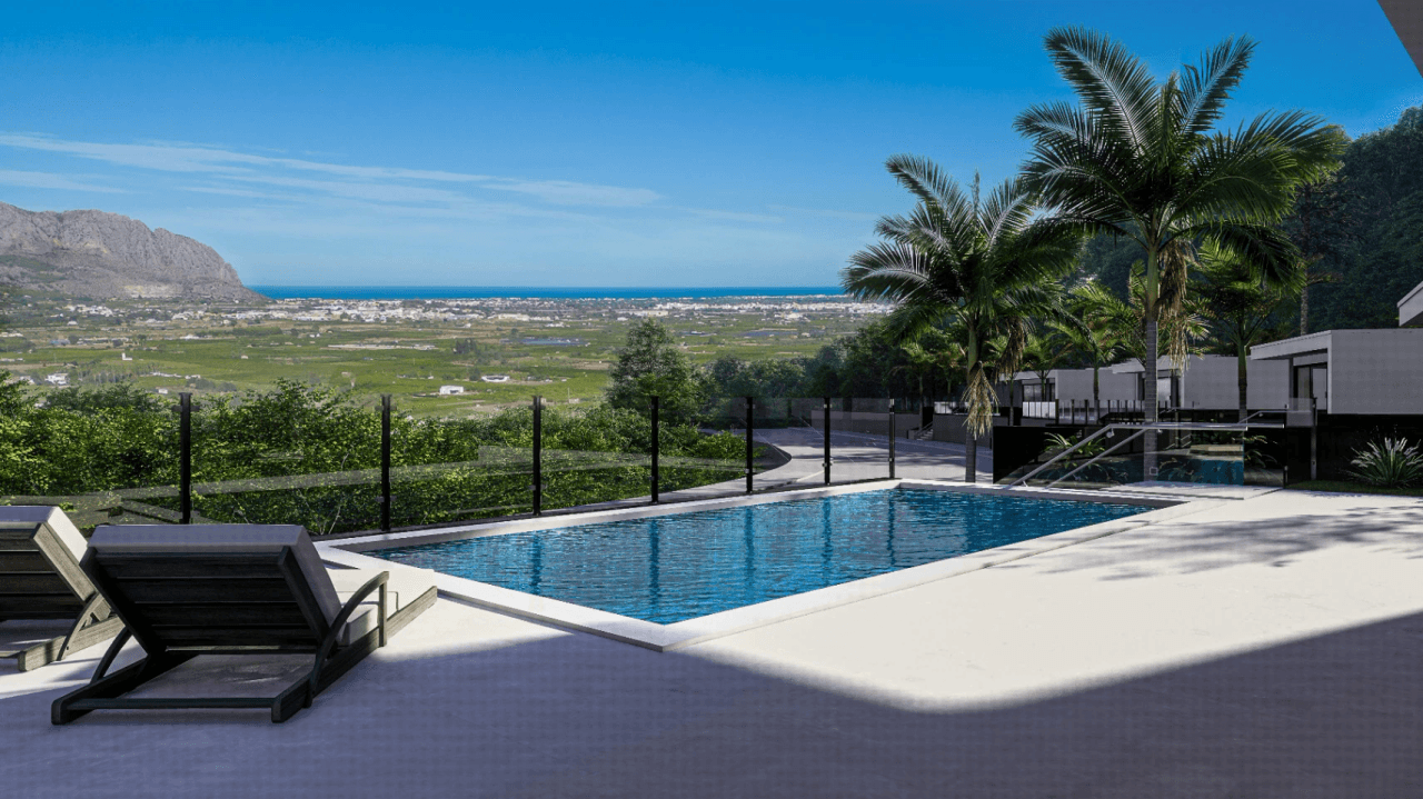 Villas de un solo nivel con vistas al mar en construcción en Pedreguer