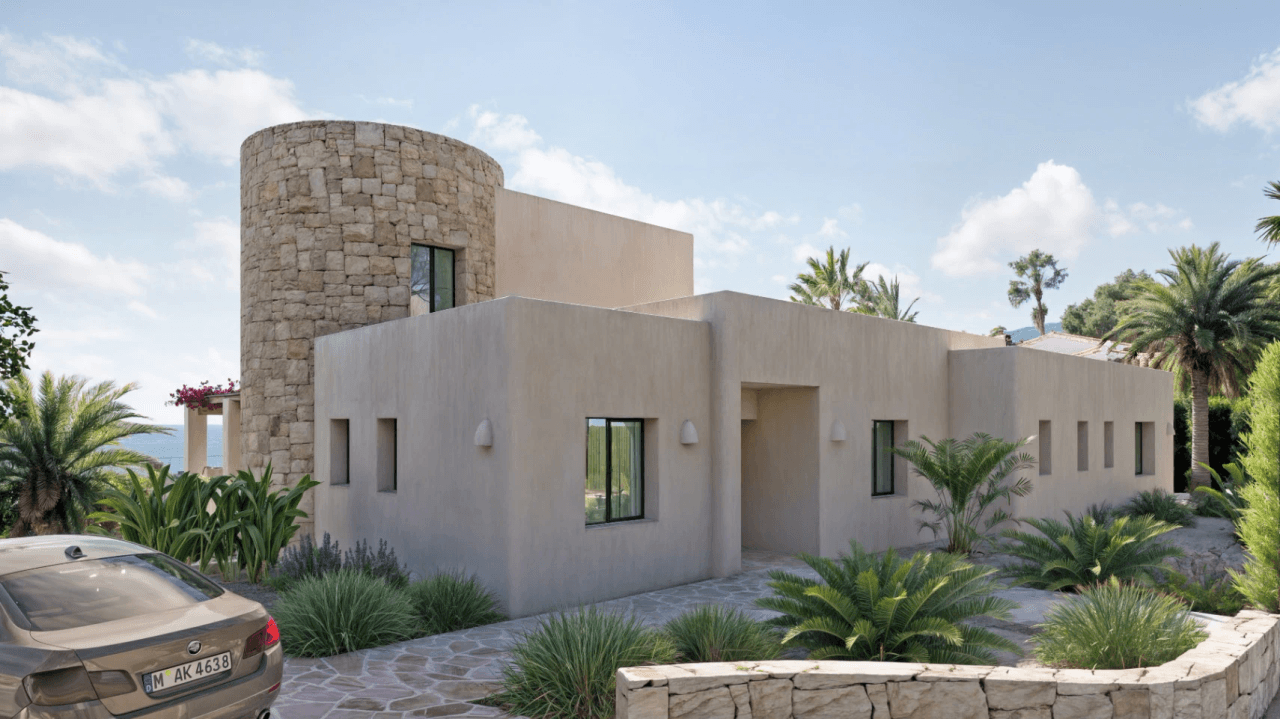 Villa exclusive de style Ibiza avec vue panoramique sur la mer et les montagnes à Moraira