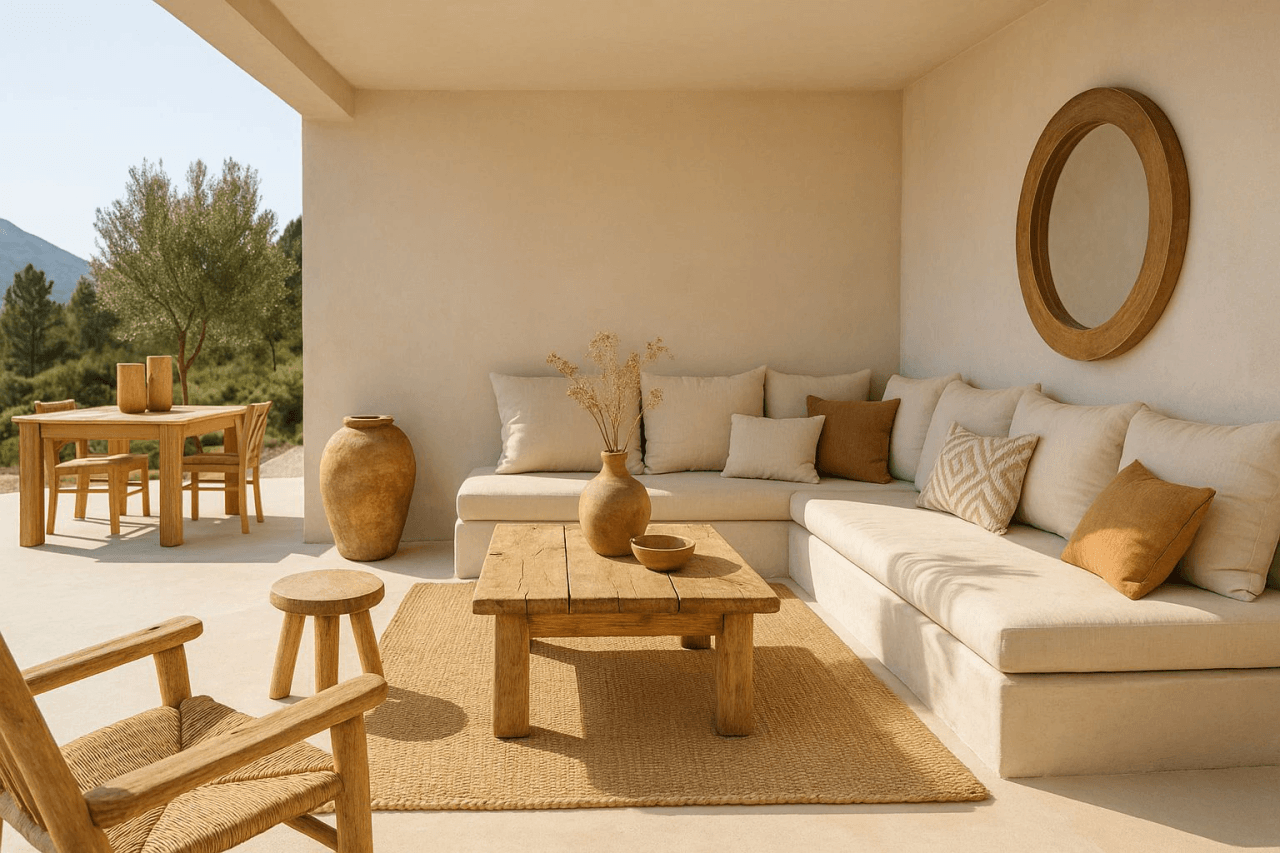 Villa neuve exclusive de style ibizien avec piscine et vue panoramique sur la montagne à Pedreguer.