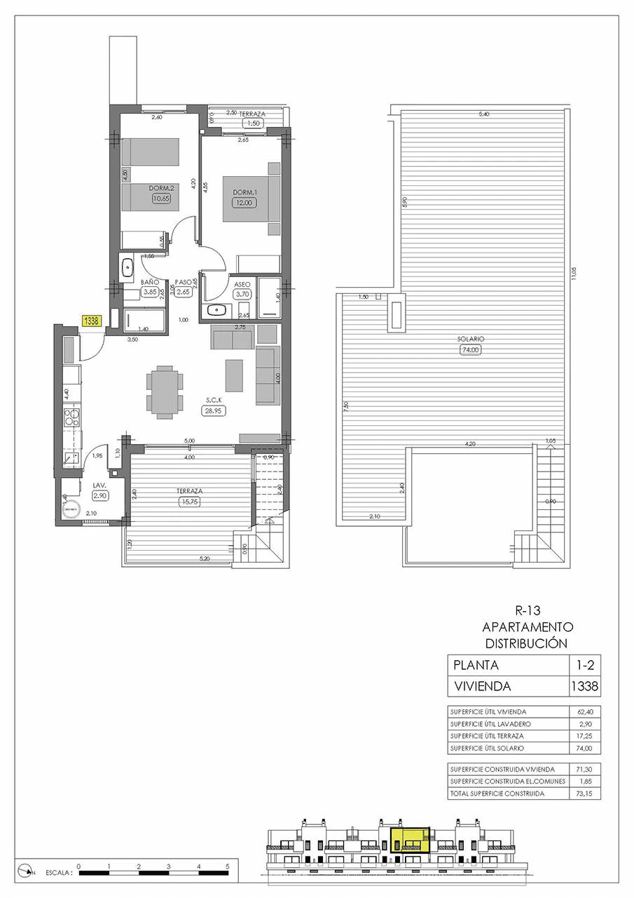 Appartements au dernier étage de 2 chambres à coucher, 2 salles de bain, air conditionné et piscine commune dans le La Finca Golf Resort