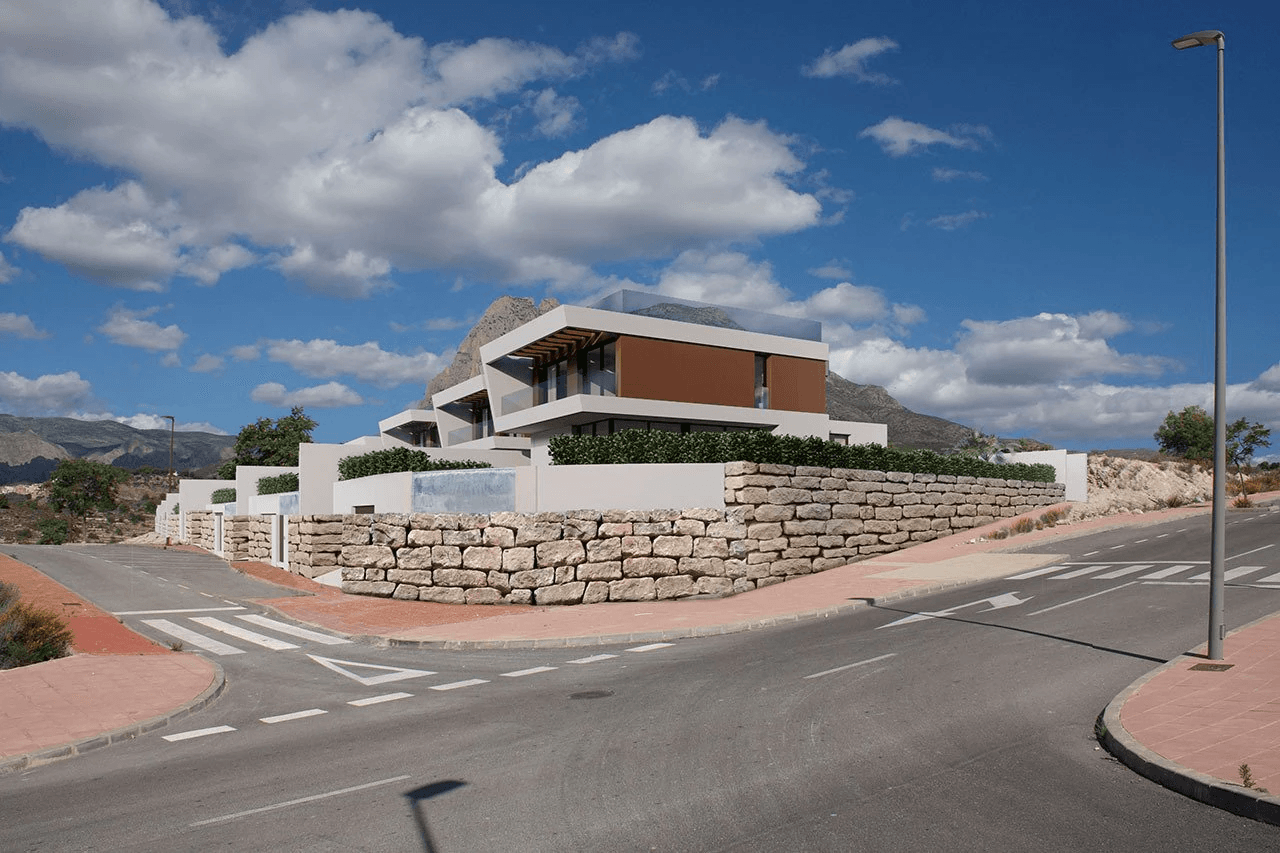 Villas exclusives avec 3 chambres, 3 salles de bain, W.C., cave, piscine privée et toit-terrasse avec vue sur la mer
