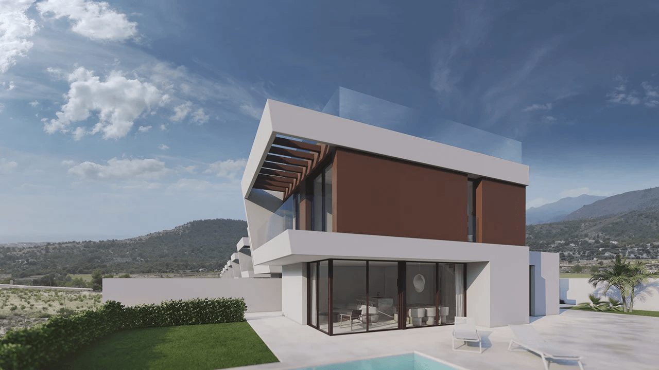Villas exclusives avec 3 chambres, 3 salles de bain, W.C., piscine privée et toit-terrasse avec vue sur la mer