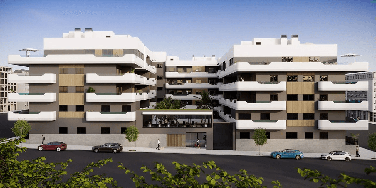 Apartamentos de 3 dormitorios y 2 baños con preinstalación aire acondicionado y piscina comunitaria a tan sólo 1 km de la playa