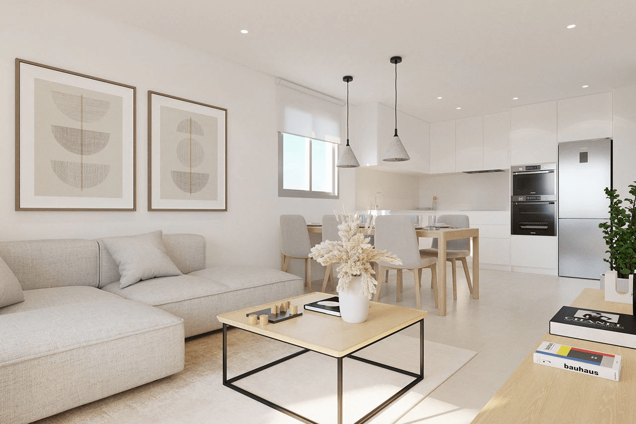 Penthouses avec 3 chambres, préinstallation de climatisation, parking privé, vue sur la mer et piscine communautaire à seulement 100 m de la plage