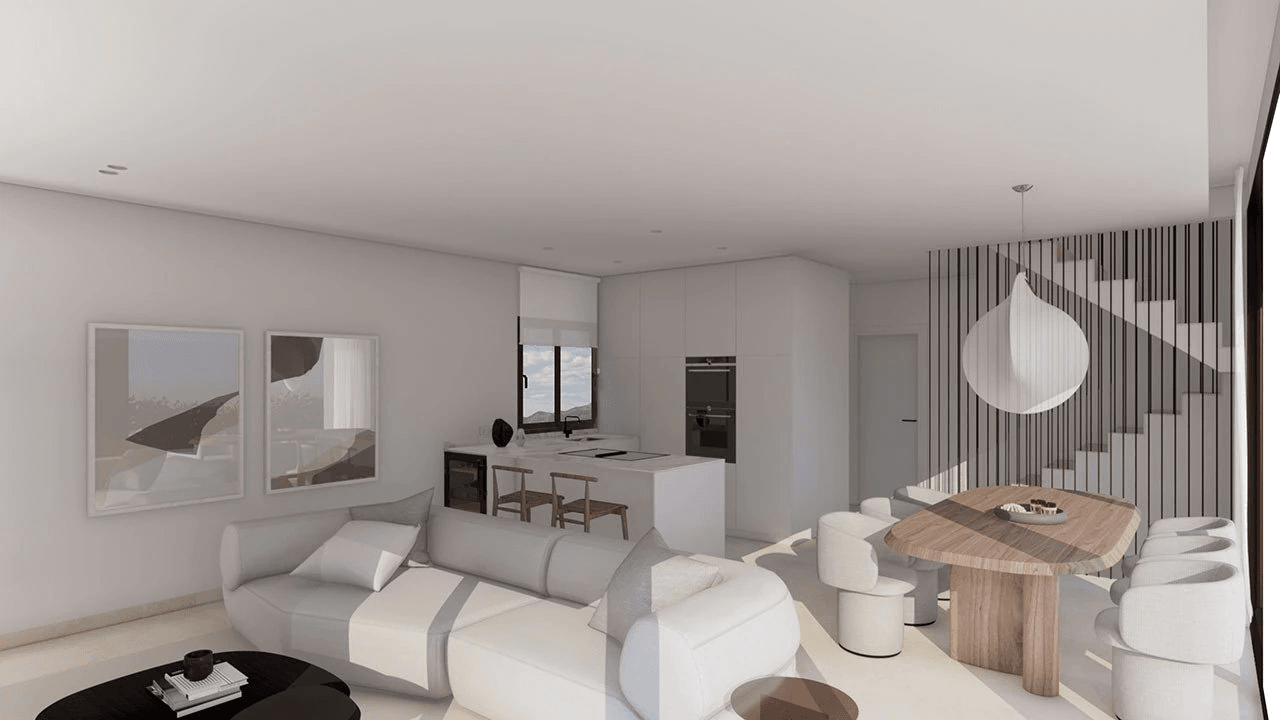 Villas exclusives avec 3 chambres, 3 salles de bain, W.C., cave, piscine privée et toit-terrasse avec vue sur la mer
