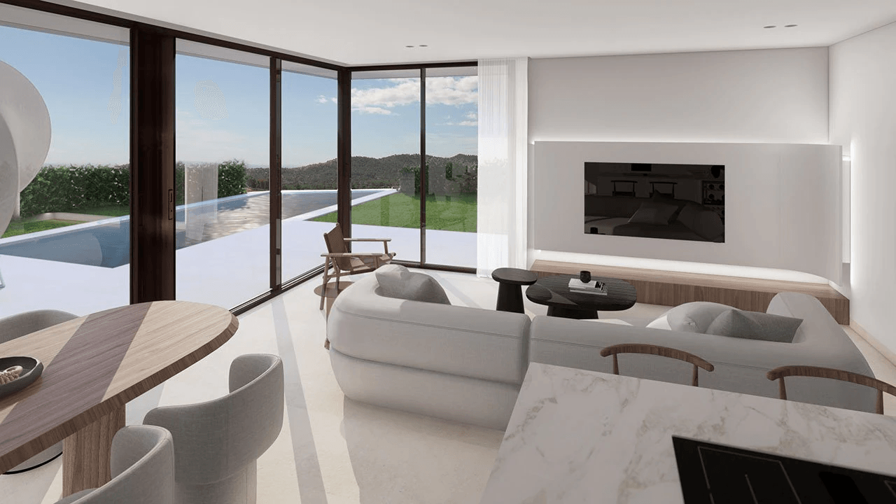 Villas exclusives avec 3 chambres, 3 salles de bain, W.C., cave, piscine privée et toit-terrasse avec vue sur la mer