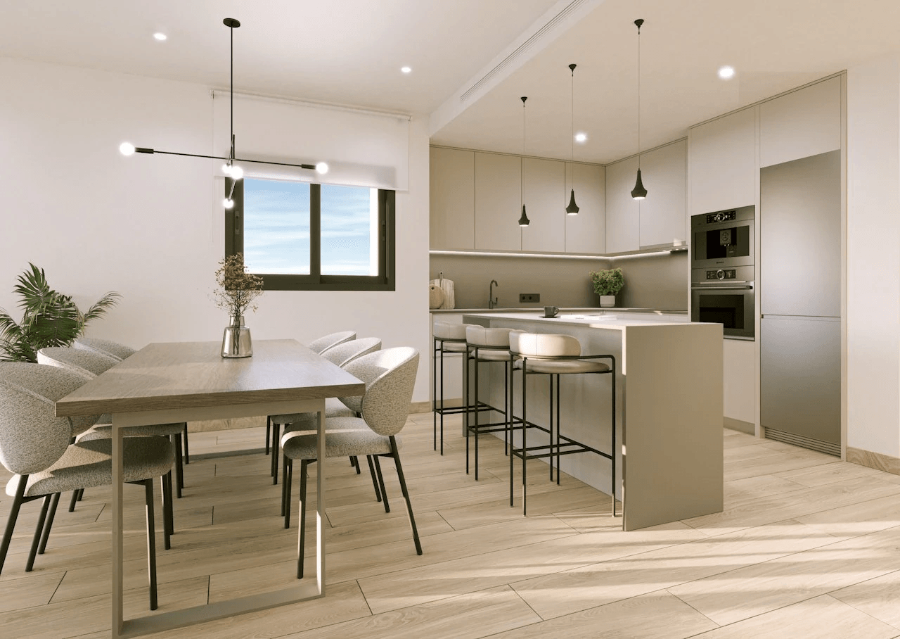 Appartements avec 3 chambres, préinstallation de climatisation et piscine communautaire