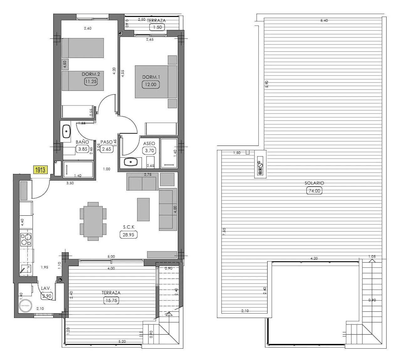 Appartements au dernier étage de 2 chambres à coucher, 2 salles de bain, air conditionné et piscine commune dans le complexe La Finca Golf