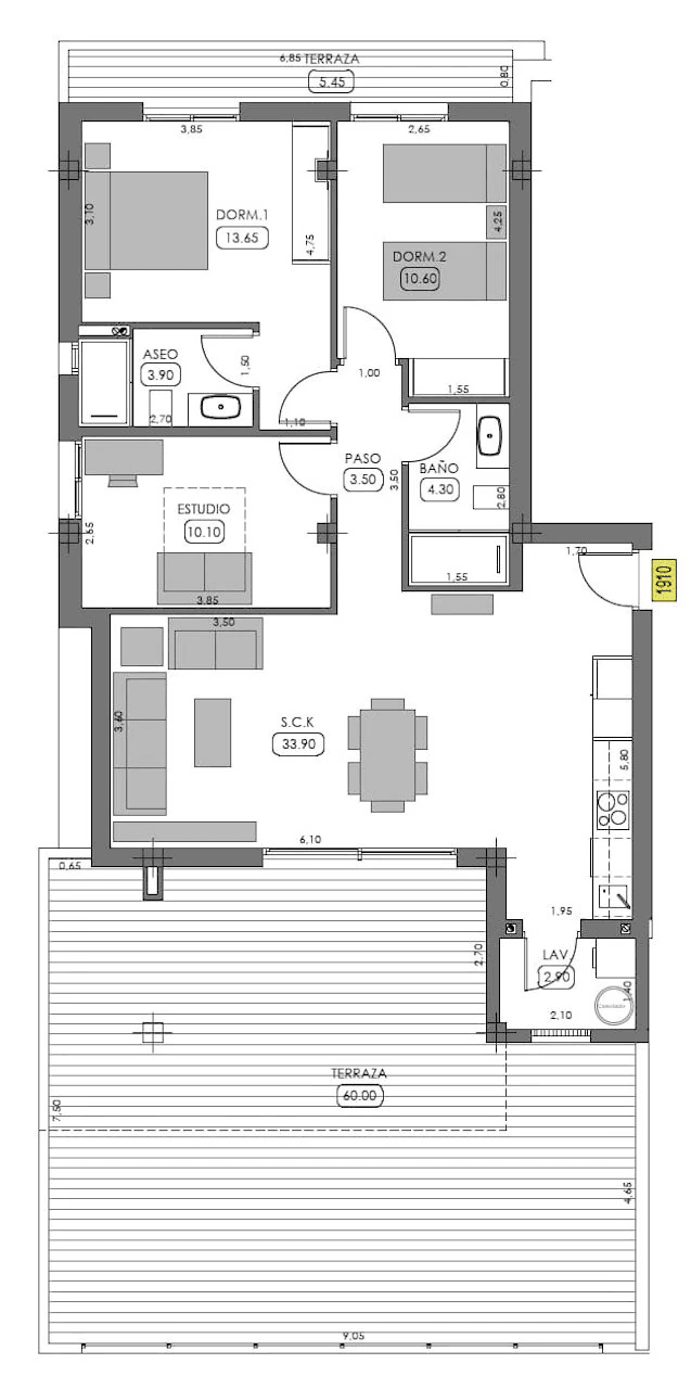 Appartements au rez-de-chaussée de 3 chambres à coucher, 2 salles de bain, air conditionné et piscine commune dans le complexe La Finca Golf