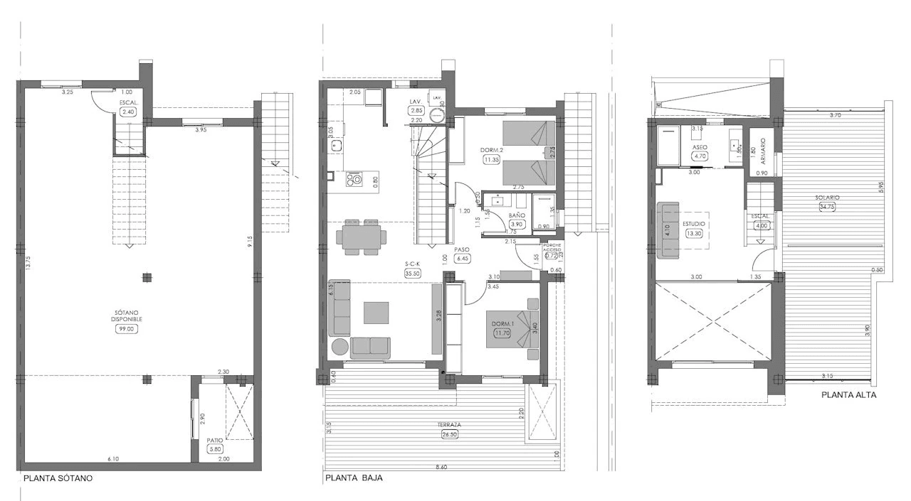Villa jumelée de 3 chambres à coucher, 2 salles de bain, air conditionné, sous-sol et piscine privée dans le complexe La Finca Golf