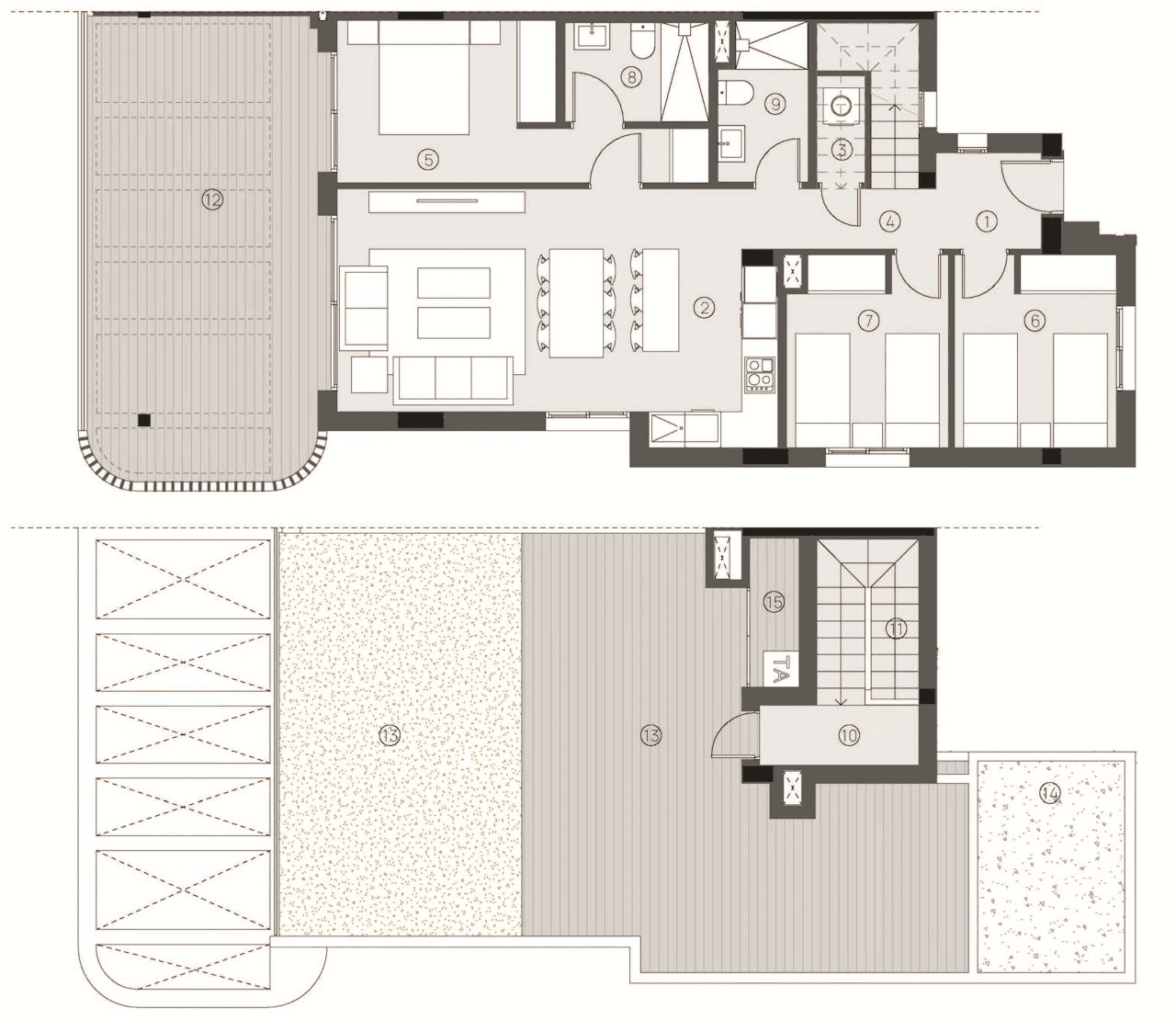 Penthouses avec 3 chambres, préinstallation de climatisation et piscine communautaire
