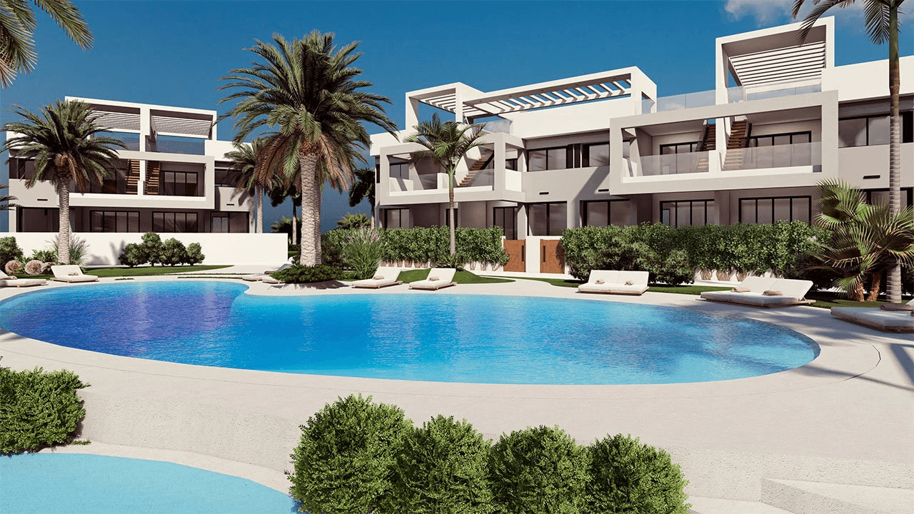 Appartements de 2 chambres et 2 salles de bain au rez-de-chaussée avec 2 terrasses, stationnement en option et piscine communautaire