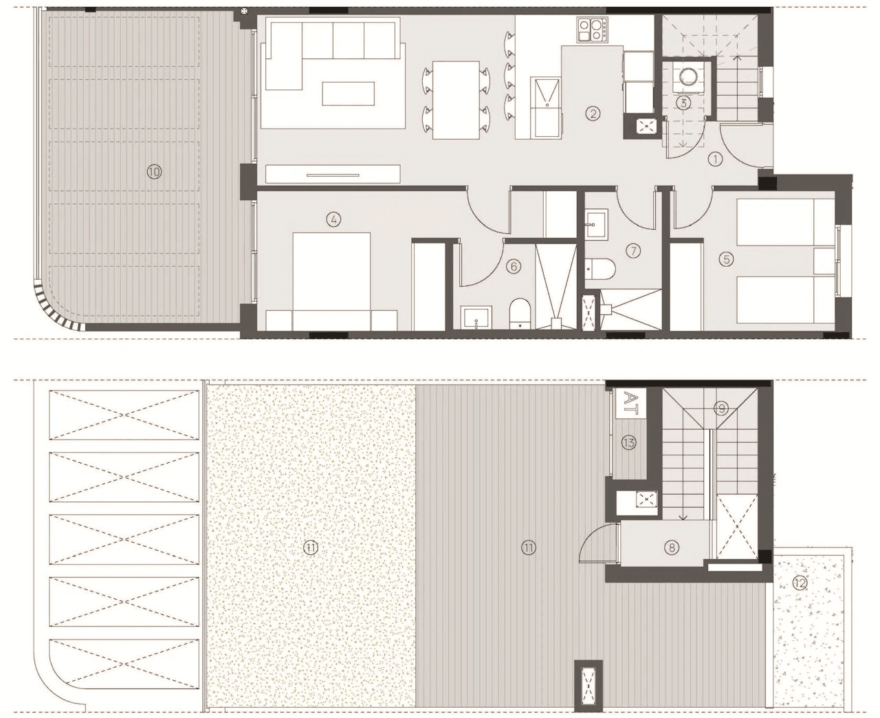 Penthouses avec 2 chambres, préinstallation de climatisation et piscine communautaire