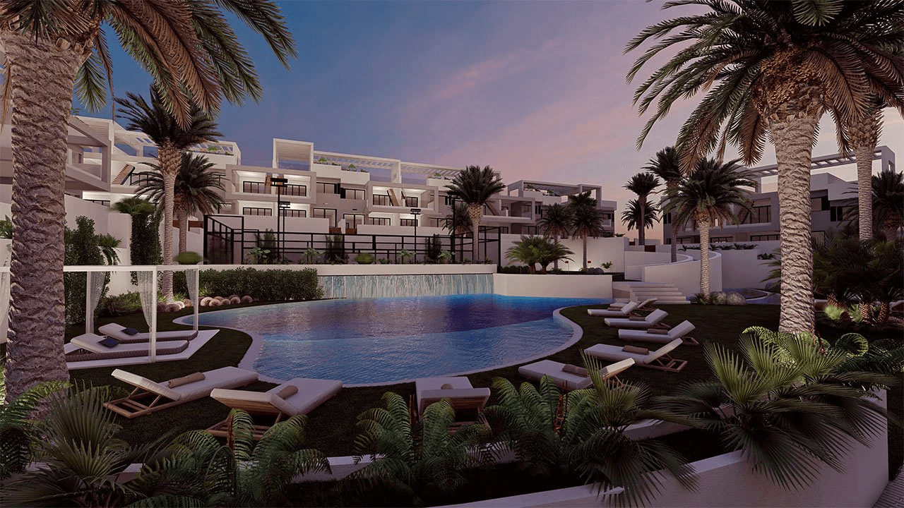 Appartements de 2 chambres et 2 salles de bain au rez-de-chaussée avec 2 terrasses, stationnement en option et piscine communautaire