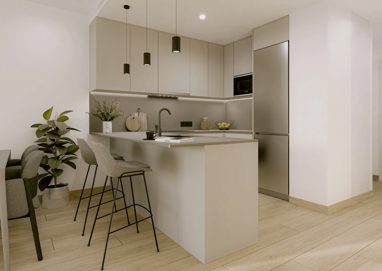 Penthouses avec 2 chambres, préinstallation de climatisation et piscine communautaire