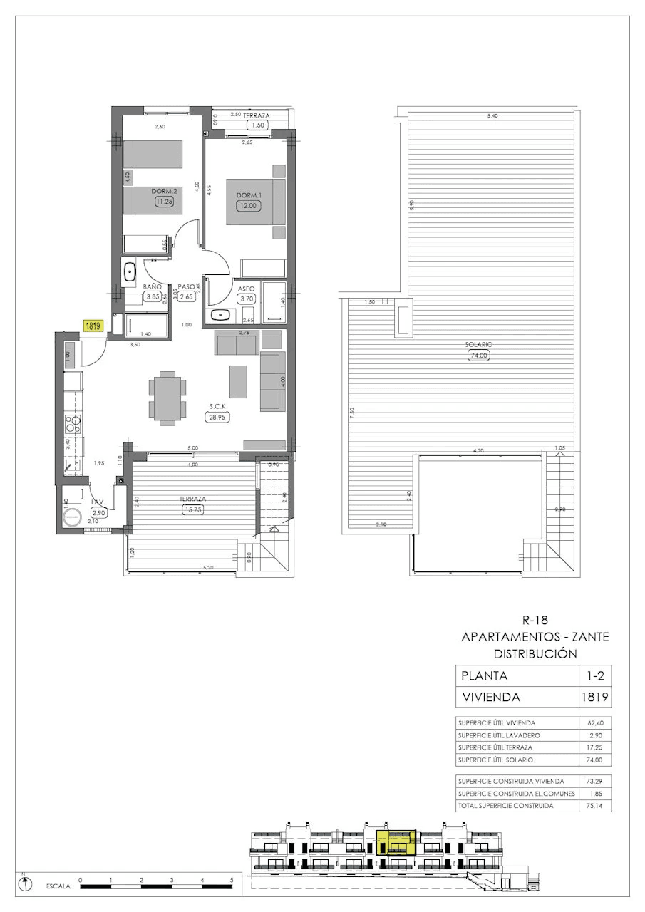 Appartements au dernier étage de 2 chambres à coucher, 2 salles de bain, air conditionné et piscine commune dans le La Finca Golf Resort