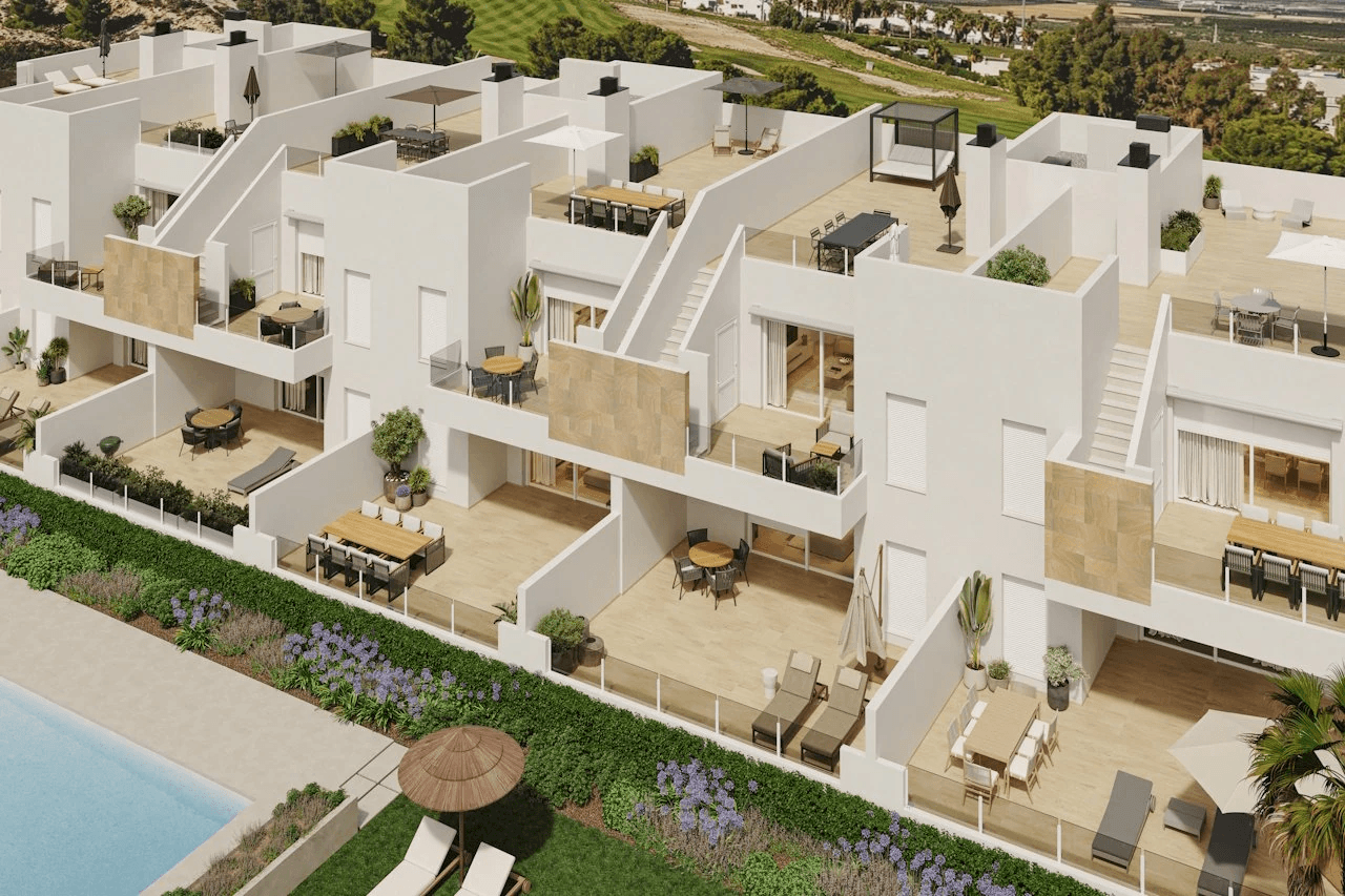 Appartements au rez-de-chaussée de 3 chambres à coucher, 2 salles de bain, air conditionné et piscine commune dans le complexe La Finca Golf