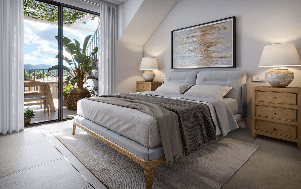 Appartements avec 3 chambres, 2 salles de bain, air conditionné, piscine communautaire et parking à seulement 100 m de la mer
