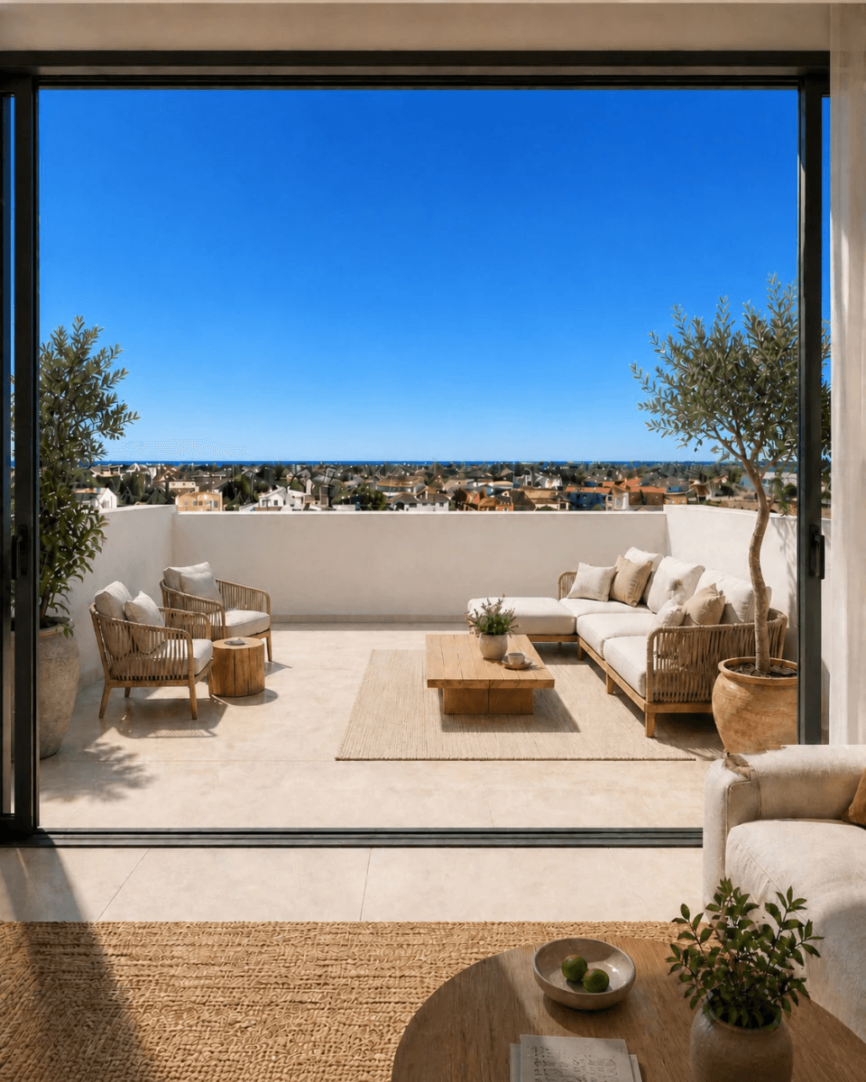 Penthouse moderne avec terrasse, place de parking et bien plus encore.