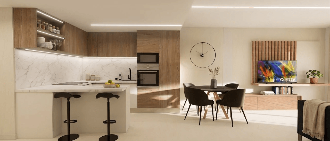 Apartamentos de 3 dormitorios y 2 baños en una urbanización cerrada con piscina comunitaria y spa