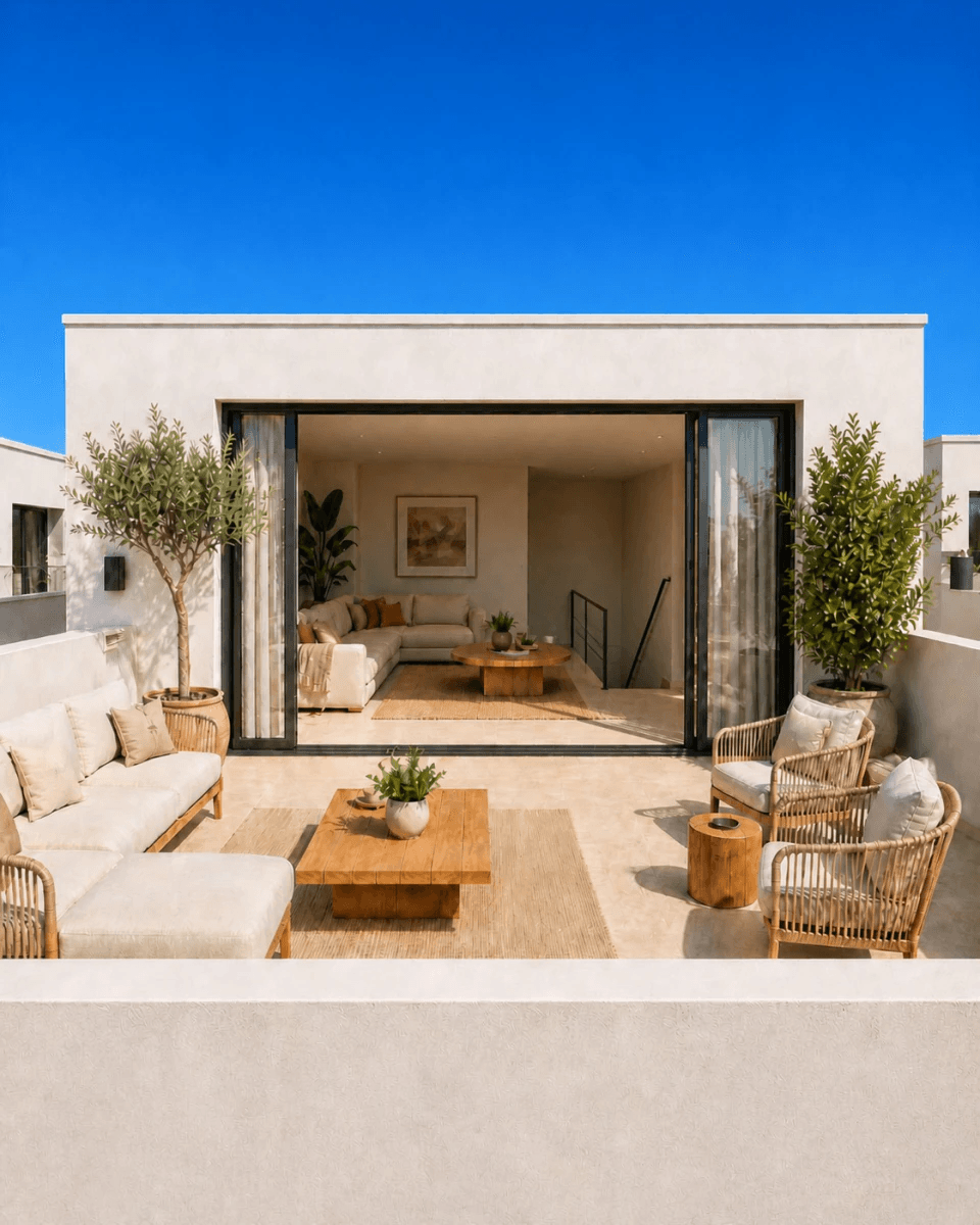 Penthouse moderne avec terrasse, place de parking et bien plus encore.