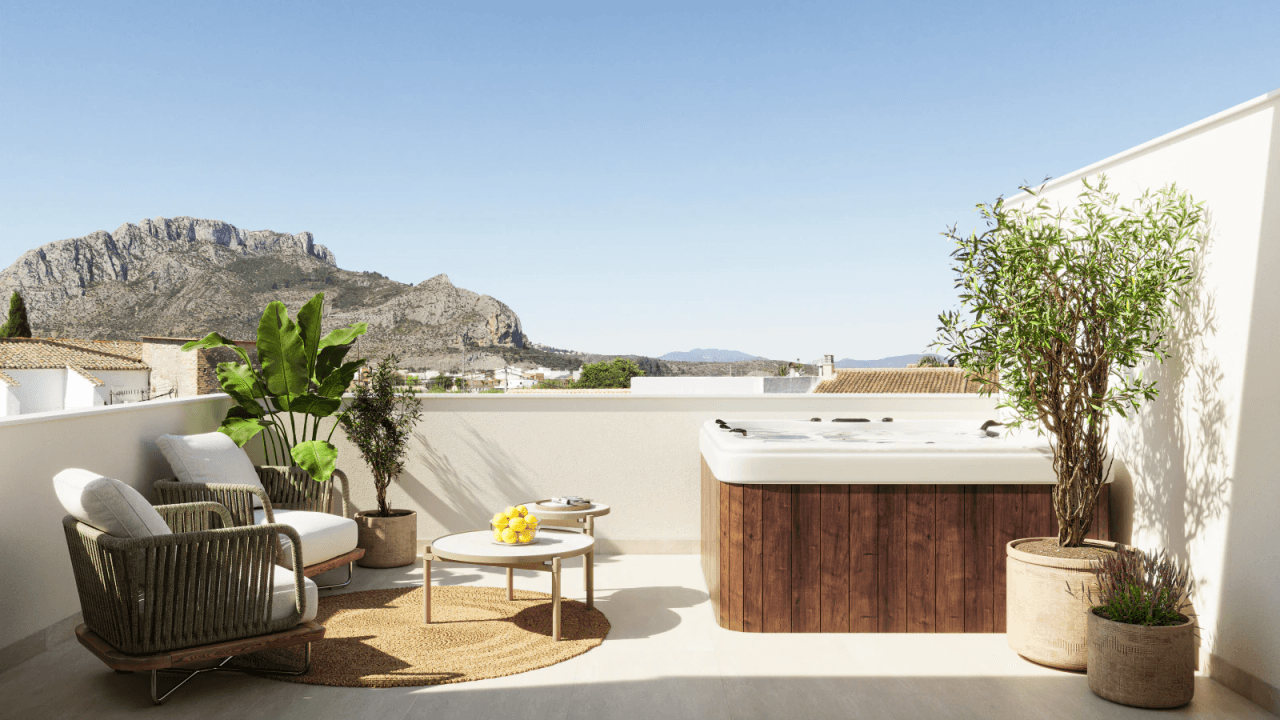 Superbe maison mitoyenne de 3 chambres avec garage fermé et grande terrasse sur le toit